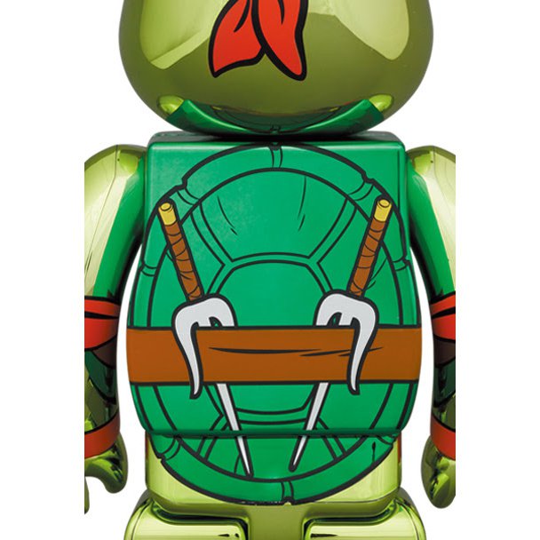 400% en 100% Bearbrick set  Raphael Chrome Teenage Mutant Ninja Turtles, achterkant foto